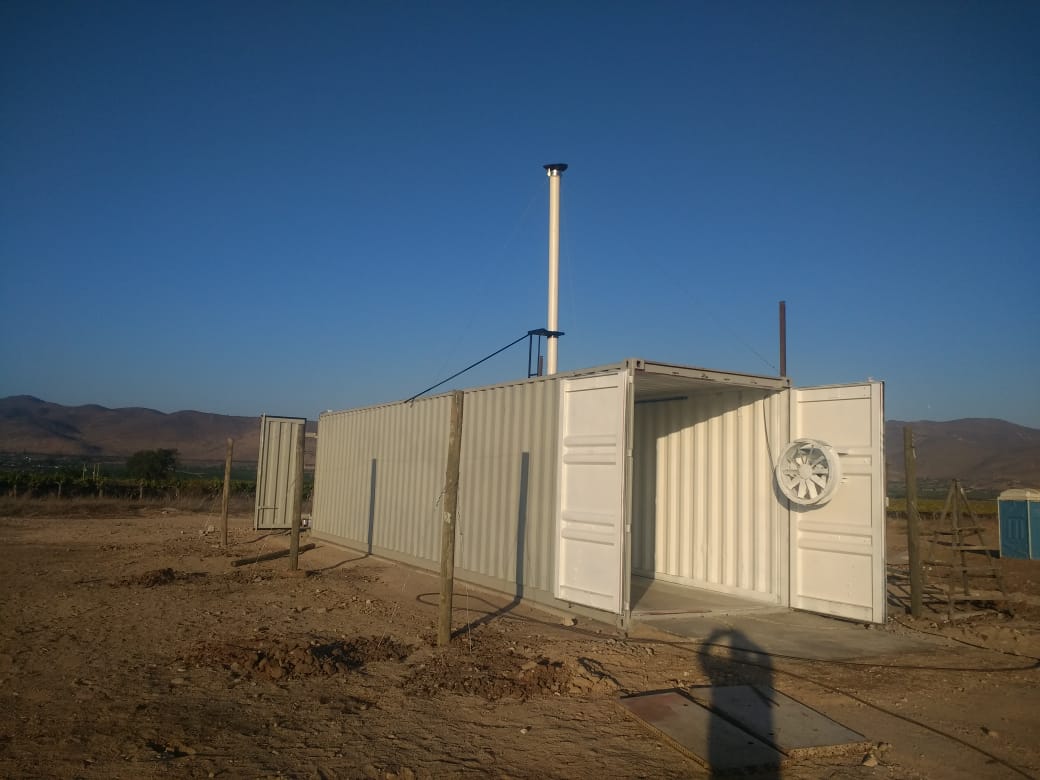 Cámara de gasificación SO₂ Agropacking Aconcagua instalada en planta frutícola